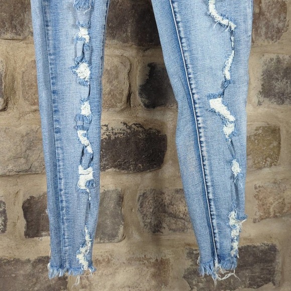 S. O. N. G. Jeans Curvy Acid Washed Junior's Size‎ 7 Skinny Stretch Distressed - Picture 3 of 12